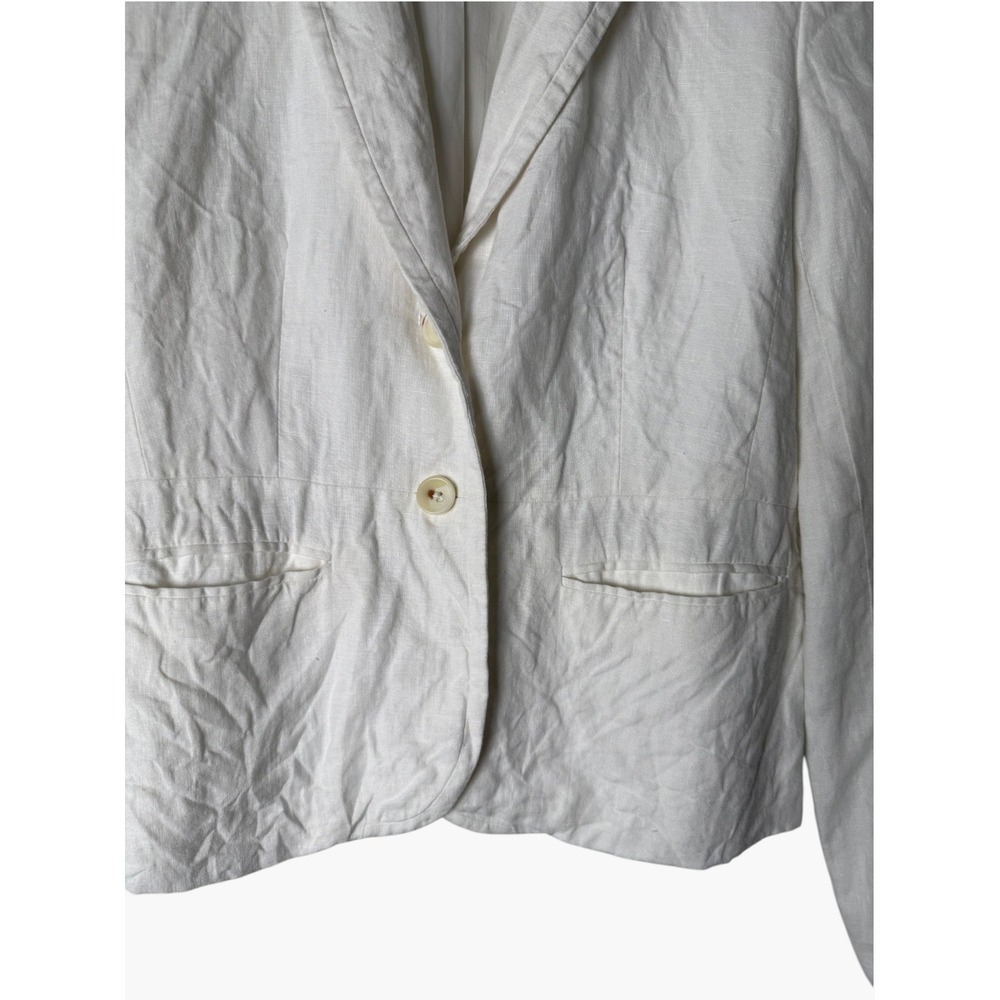 Banana Republic White 100% Linen Blazer Jacket Lined, Size 4 - Picture 3 of 7